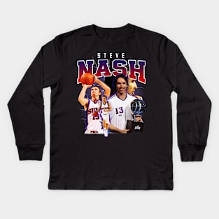 Steve Nash Basketball Legend Signature Vintage Retro 80s 90s Bootleg Rap Style Kids Long Sleeve T-Shirt